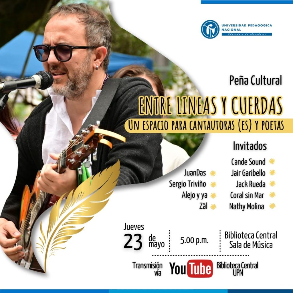 Fotografía cantante con guitarra, Evento Peña Cultural