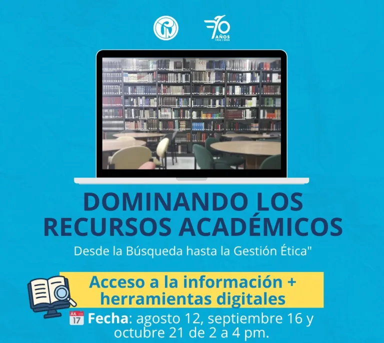 Poster con la invitación a nuestros tres ciclos de talleres y conferencias, donde podrás elegir el momento que mejor se ajuste a tu agenda! Encuentros fijos: martes de 2:00 a 4:00 p.m Sala de Tesis Biblioteca Central